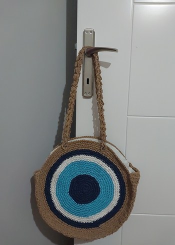 Yuvarlak Nakışlı Örgü Bohem Kadın Çanta - Görsel 2