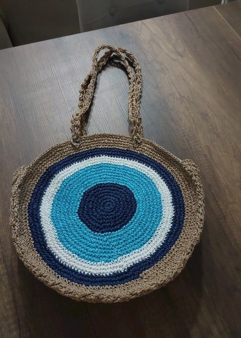 Yuvarlak Nakışlı Örgü Bohem Kadın Çanta - Görsel 5