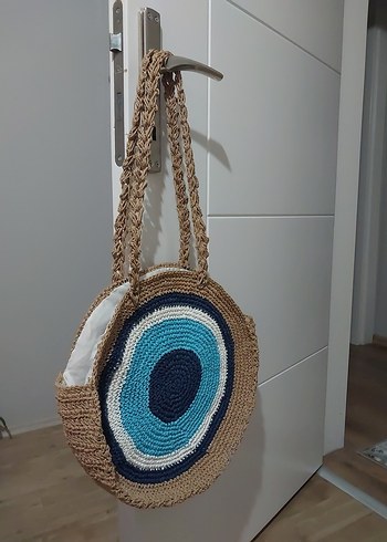 Yuvarlak Nakışlı Örgü Bohem Kadın Çanta - Görsel 3