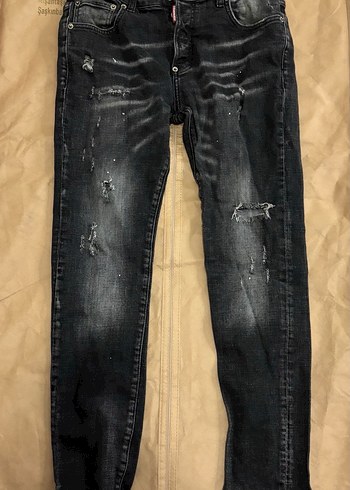 Dsquared Erkek Siyah, bol kesim, tokalı erkek kot pantolon - Görsel 2