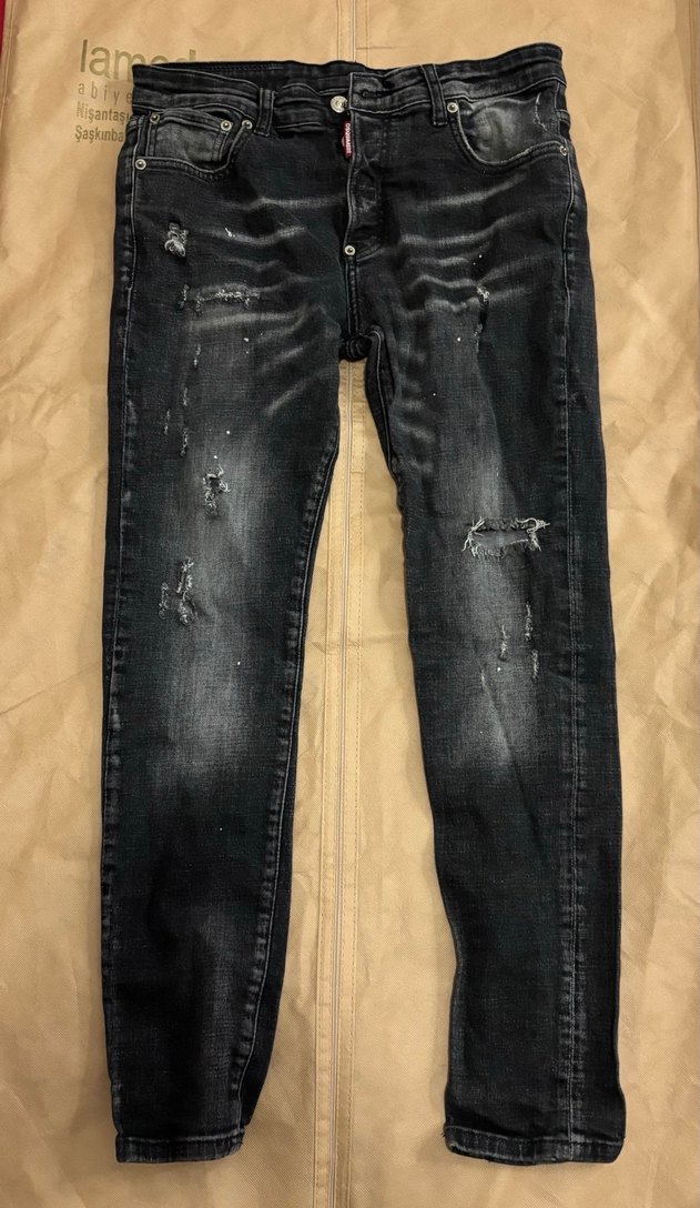 Dsquared Erkek Siyah, bol kesim, tokalı erkek kot pantolon - Görsel 2