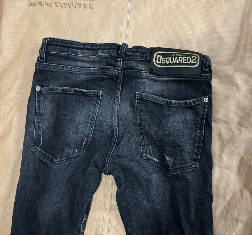 Dsquared Erkek Siyah, bol kesim, tokalı erkek kot pantolon - Görsel 3