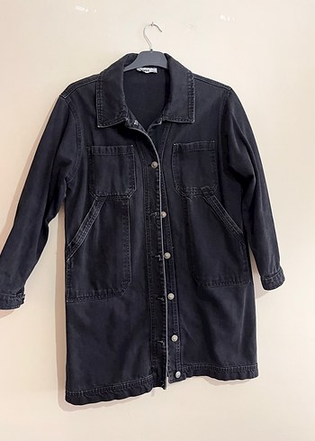 Siyah Düğmeli Midi Kadın Kot Ceket - Görsel 2