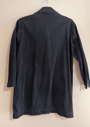 Siyah Düğmeli Midi Kadın Kot Ceket - Görsel 3