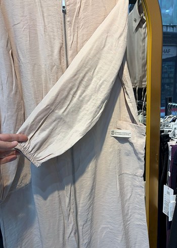 Bej Uzun Keten kap Fermuarlı - Görsel 3