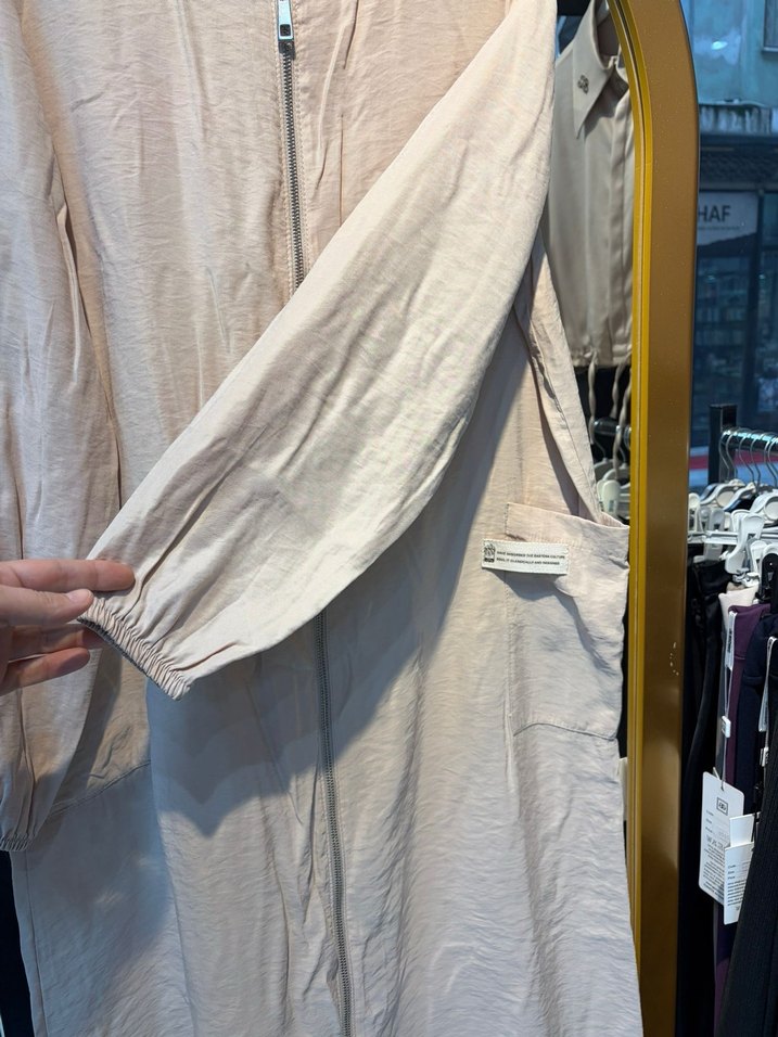 Bej Uzun Keten kap Fermuarlı - Görsel 3