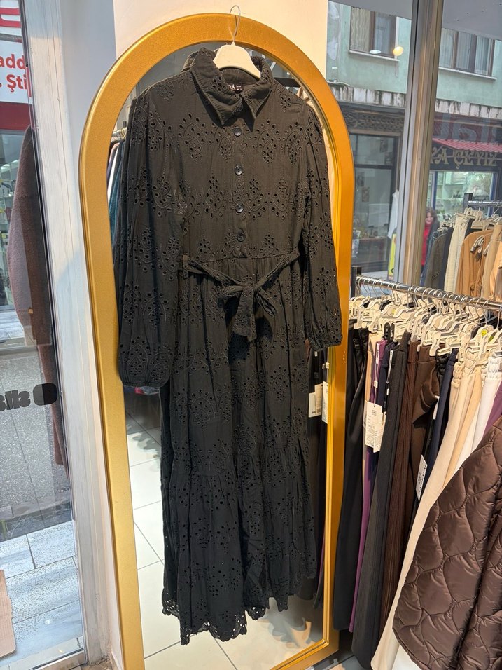 Fisto düğmeli beli kuşaklı elbise - Görsel 2