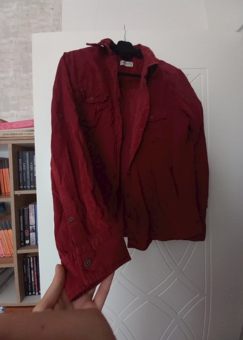 Bordo Düğmeli Uzun Kollu Gömlek