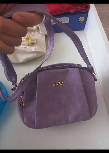 Mor Süet Fermuarlı Kadın Çanta - Zara