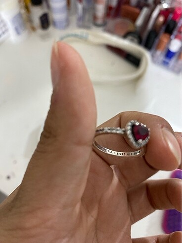 Beden bordo Renk Pandora kırmızı yüksek taşlı kalp yüzük