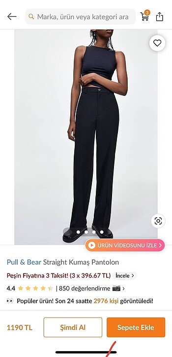 Bershka siyah kumaş pantolon