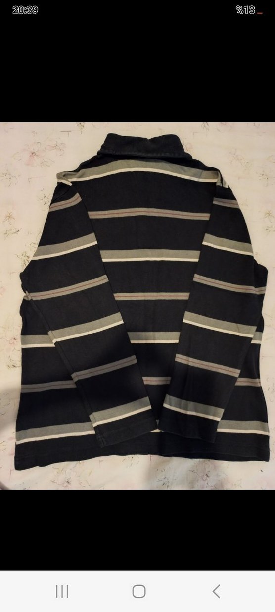 lcw lacivert Gri Çizgili Uzun Kollu Polo Tişört - Görsel 2