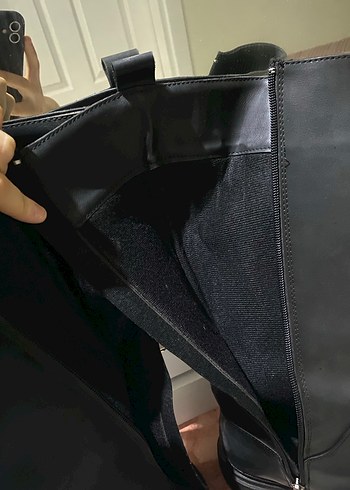 Stradivarius Siyah Deri Diz Üstü Stiletto Topuklu Bot