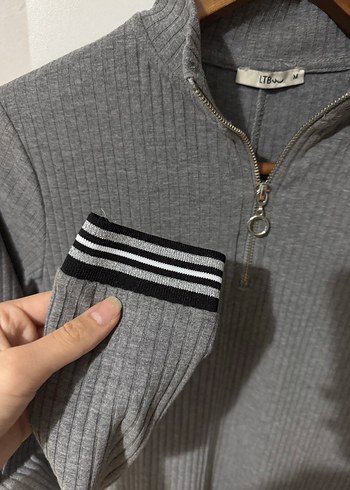 Uzun Kollu Gri Triko Elbise - Görsel 2