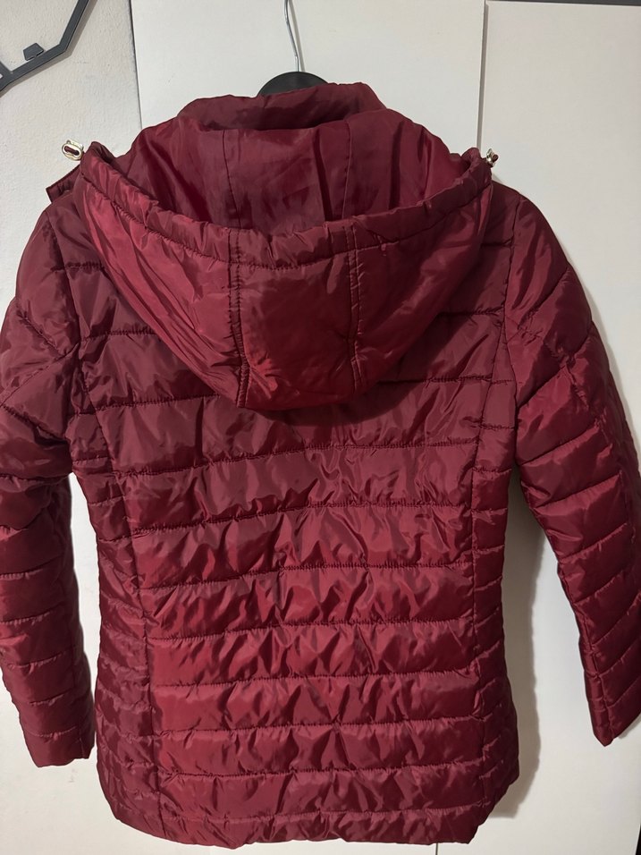 Bordo Fermuarlı Kadın Kış Montu - Görsel 2