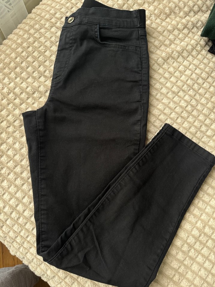 Siyah Kadın Pamuklu Dar Kesim Jean lastikli - Görsel 2