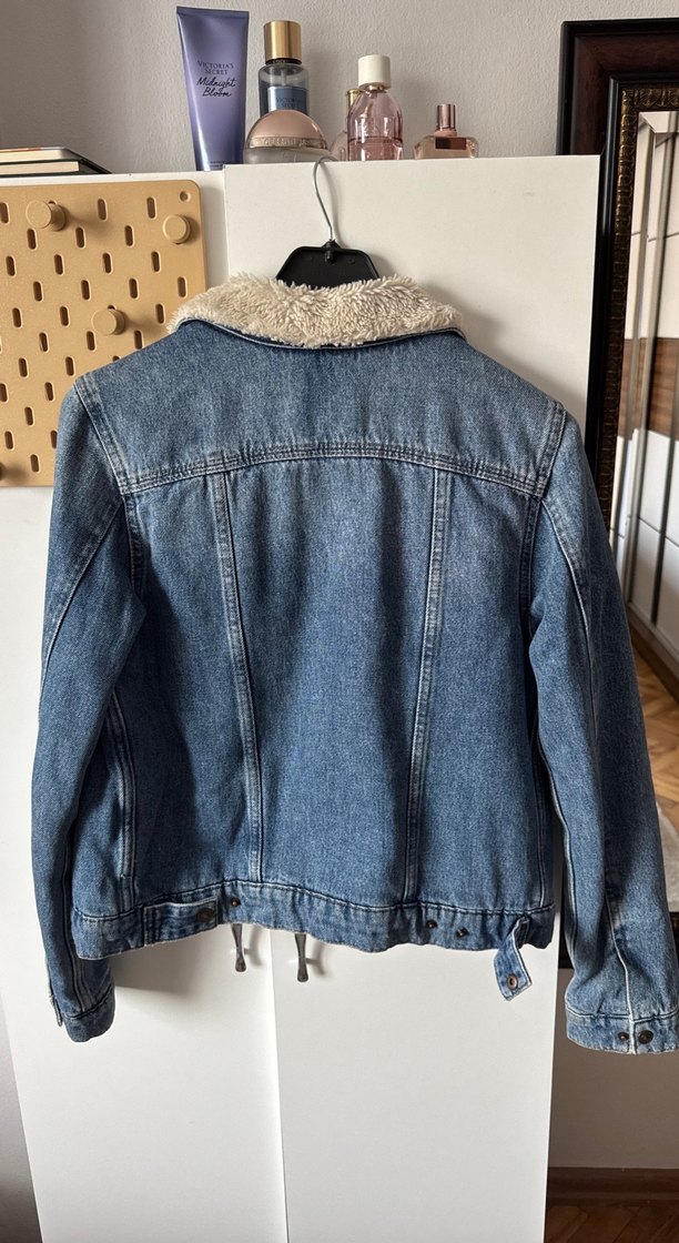 Peluş Detaylı Mavi Denim Ceket - Görsel 2