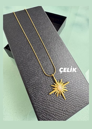 Çelik yılan Zincirli Altın renkli kutup yıldızı uzun Kolye