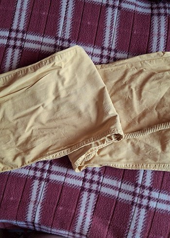 s Beden camel Renk Düğmeli Camel Midi Pamuklu Pantolon