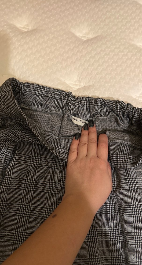 Kadın Gri  Pilili rahat  Kumaş Pantolon - Görsel 2