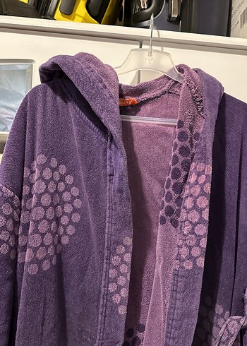 Özdilek Mor Bağlamalı Desenli uzun Kadın bornoz - Görsel 3