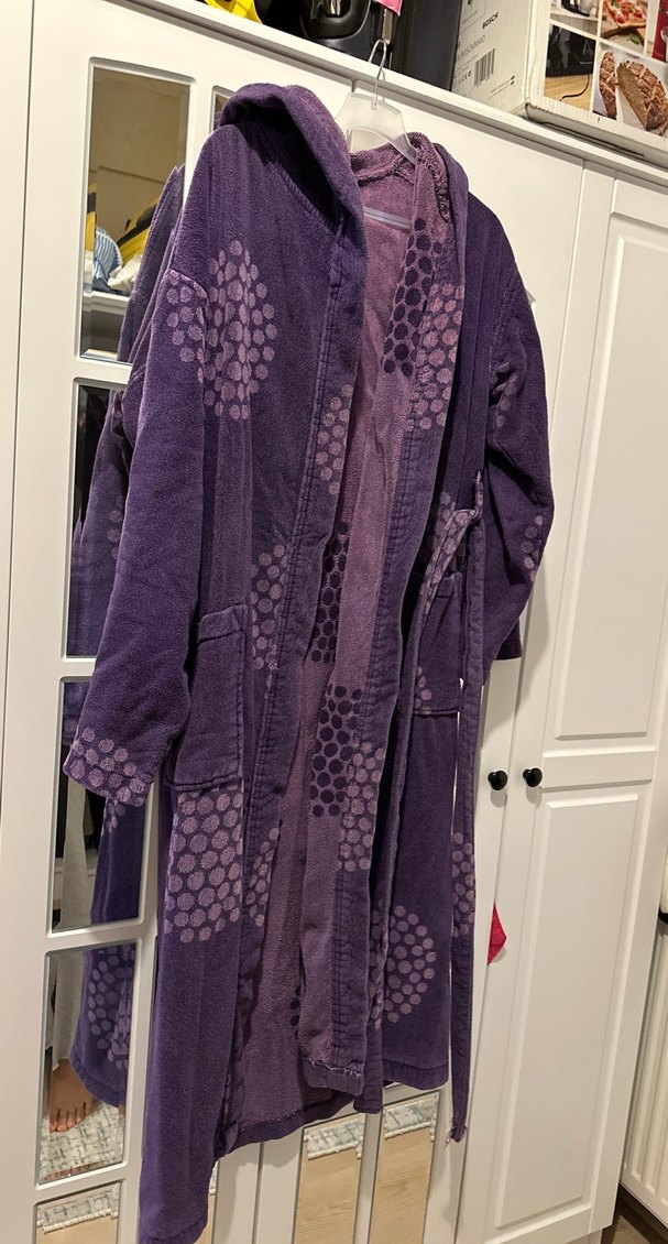 Özdilek Mor Bağlamalı Desenli uzun Kadın bornoz - Görsel 2