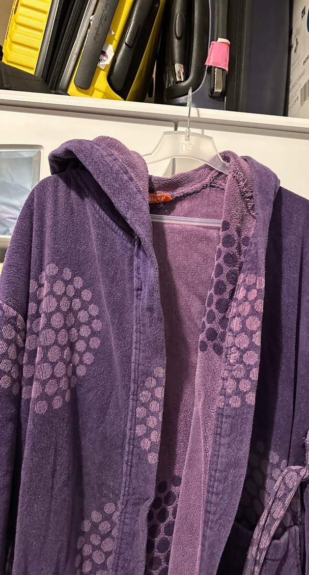 Özdilek Mor Bağlamalı Desenli uzun Kadın bornoz - Görsel 3