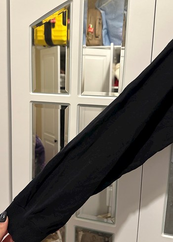 Siyah Baskılı Kadın crop Sweatshirt - Görsel 2