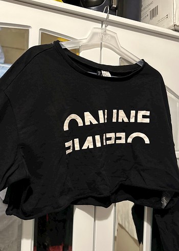 Siyah Baskılı Kadın crop Sweatshirt - Görsel 3