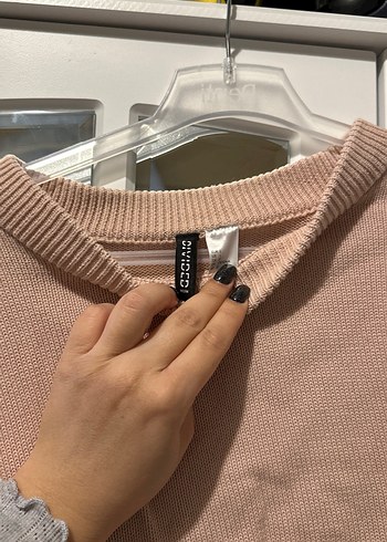 Pudra Triko Kadın Uzun Kollu Kısa Kazak - Görsel 2