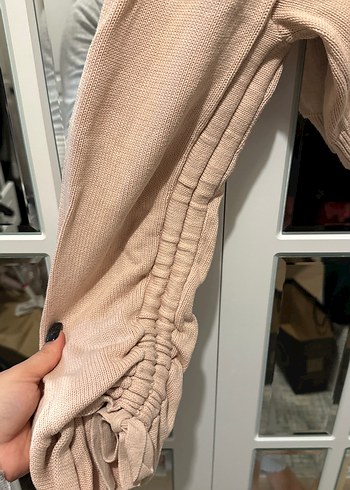 Pudra Triko Kadın Uzun Kollu Kısa Kazak - Görsel 3