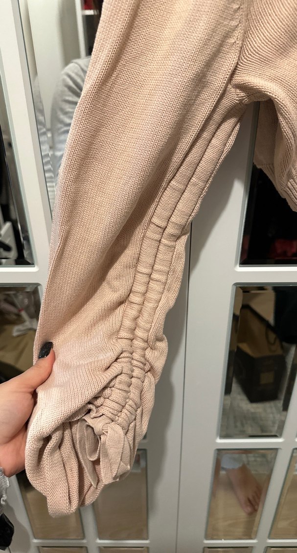 Pudra Triko Kadın Uzun Kollu Kısa Kazak - Görsel 3