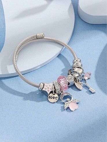 Pandora ÇELİK PANDORA PEMBE CHARM BİLEKLİK