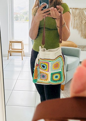 Renkli Örgü Bohem Kadın Çanta - Görsel 6