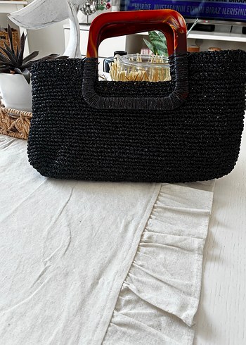 Siyah Örgü Bohem Kadın El Çantası - Görsel 2