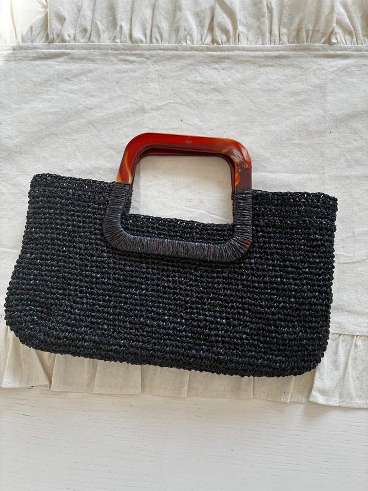 Siyah Örgü Bohem Kadın El Çantası - Görsel 3