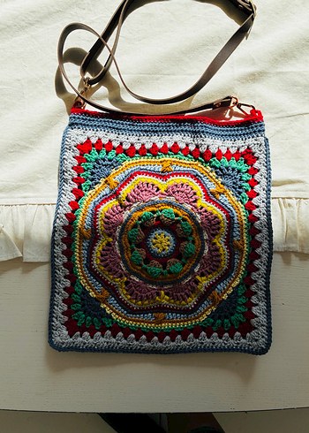 Renkli Örgü Bohem Kadın Çanta - Görsel 4