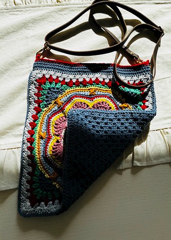 Renkli Örgü Bohem Kadın Çanta - Görsel 3