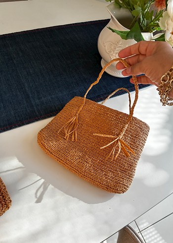 Hasır Örgü Bohem Kadın Çanta - Görsel 2