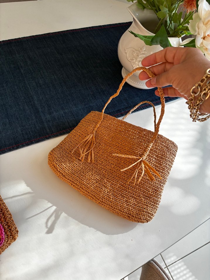 Hasır Örgü Bohem Kadın Çanta - Görsel 2