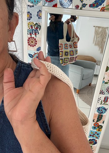 Renkli Örgü Bohem Kadın Çanta - Görsel 5