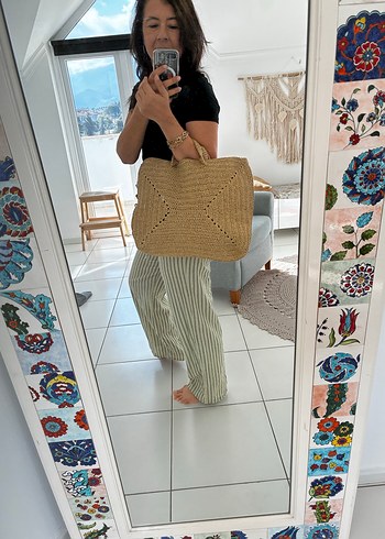 Bej Örgü Kadın Çantası - Görsel 5