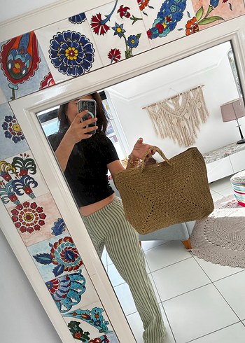 Bej Örgü Kadın Çantası - Görsel 3