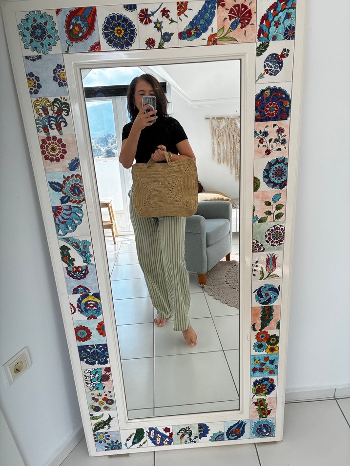 Bej Örgü Kadın Çantası - Görsel 4