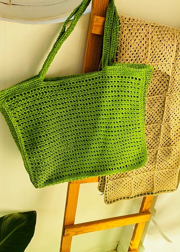 Yeşil Örgü Kadın Çanta - Görsel 5
