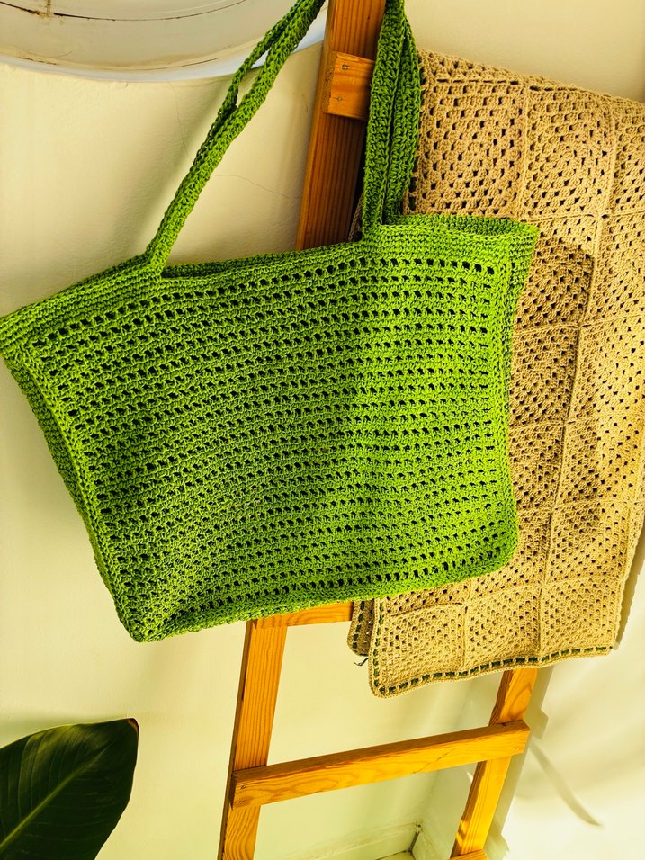 Yeşil Örgü Kadın Çanta - Görsel 5