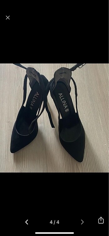 Diğer Siyah bağcıklı süet stiletto