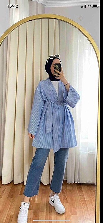 Milla çizgili kimono