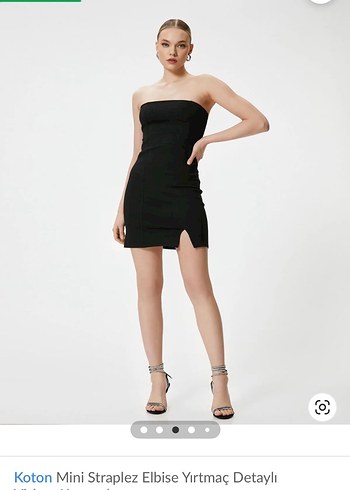 s Beden siyah Renk Koton Mini Straplez Siyah Elbise ETİKETLİ SIFOR
