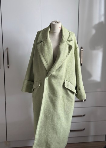 Yeşil Maxi Yün Düğmeli Hamile Kabanı - Görsel 2